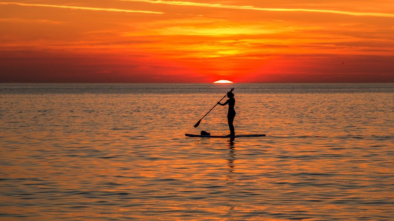 beach, sunset, sea, splendid colors, eve, evening atmosphere, ocean, sylt, sup, surfer, nature, waves, water, sun, sup, sup, sup, sup, sup