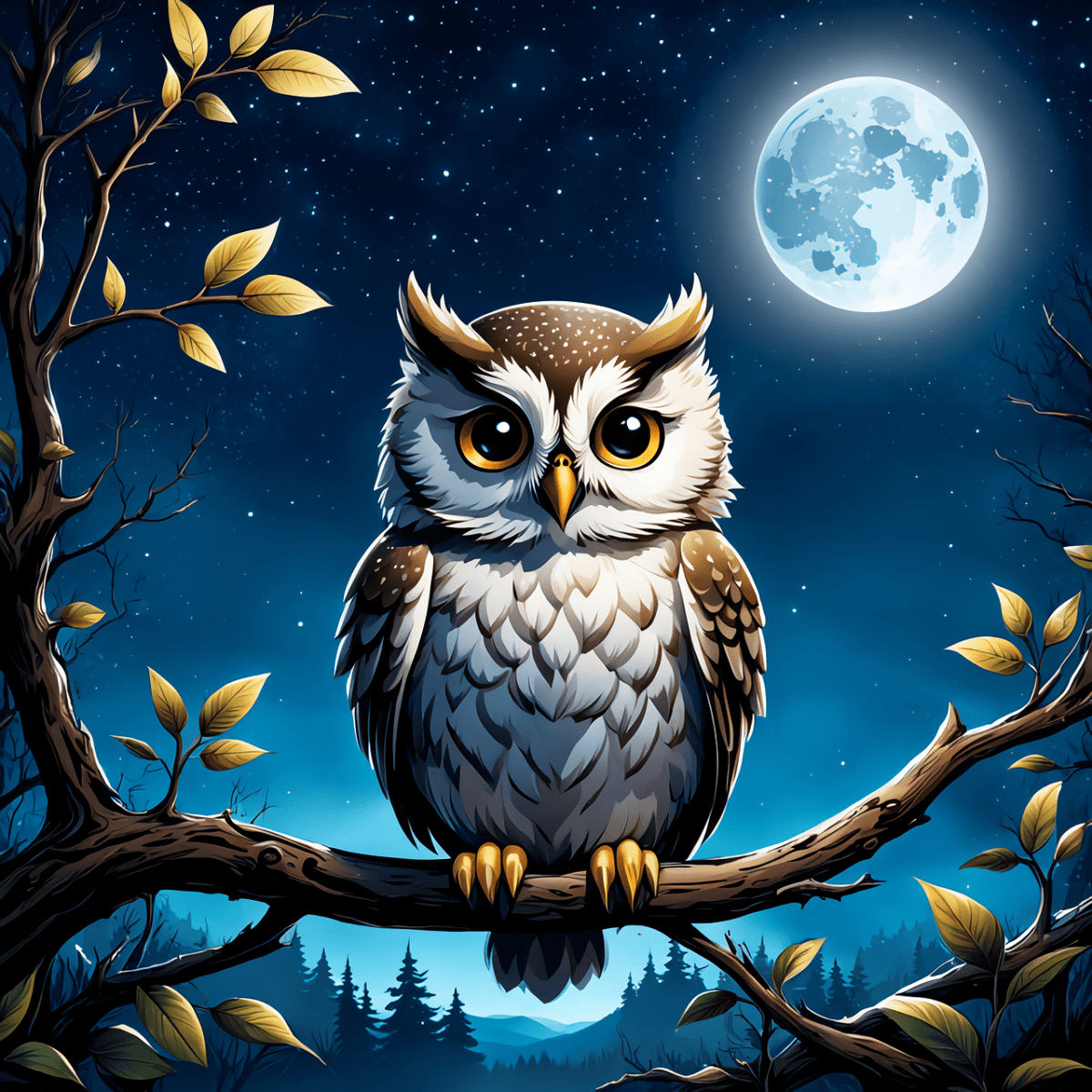 ai generated, owl, bird, nature, pens, peak, dusk, moon, night, fantasy, generated by ai