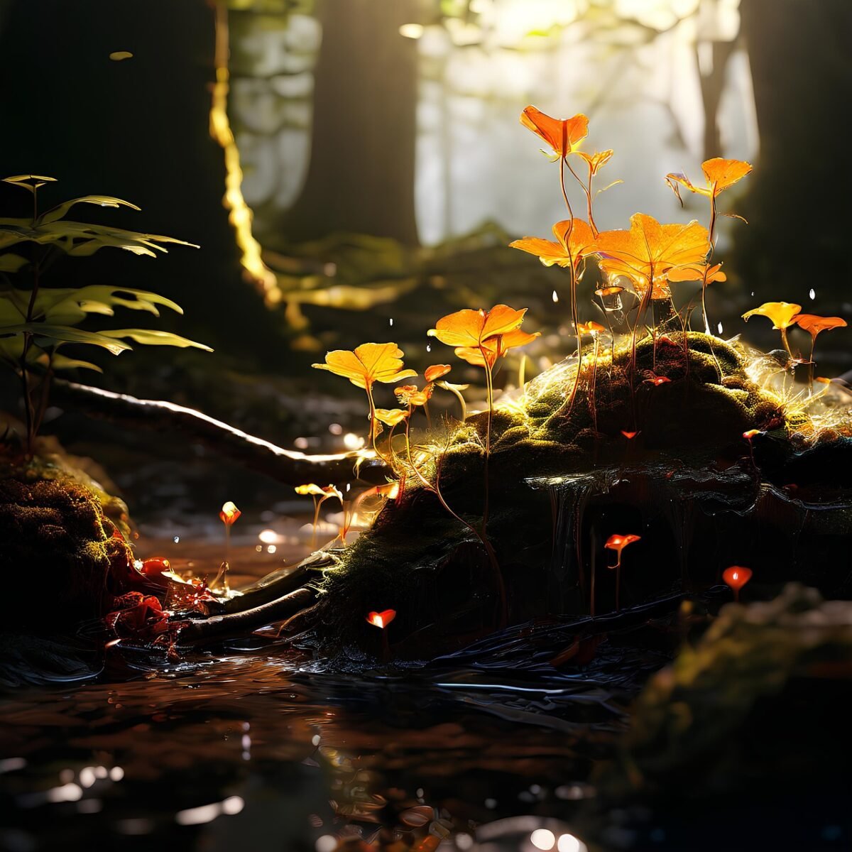 digital c-type printing, printing, wallpaper, digital print, free image, nature, jungle, river in jungle, forest, green, rainforest, ai generated