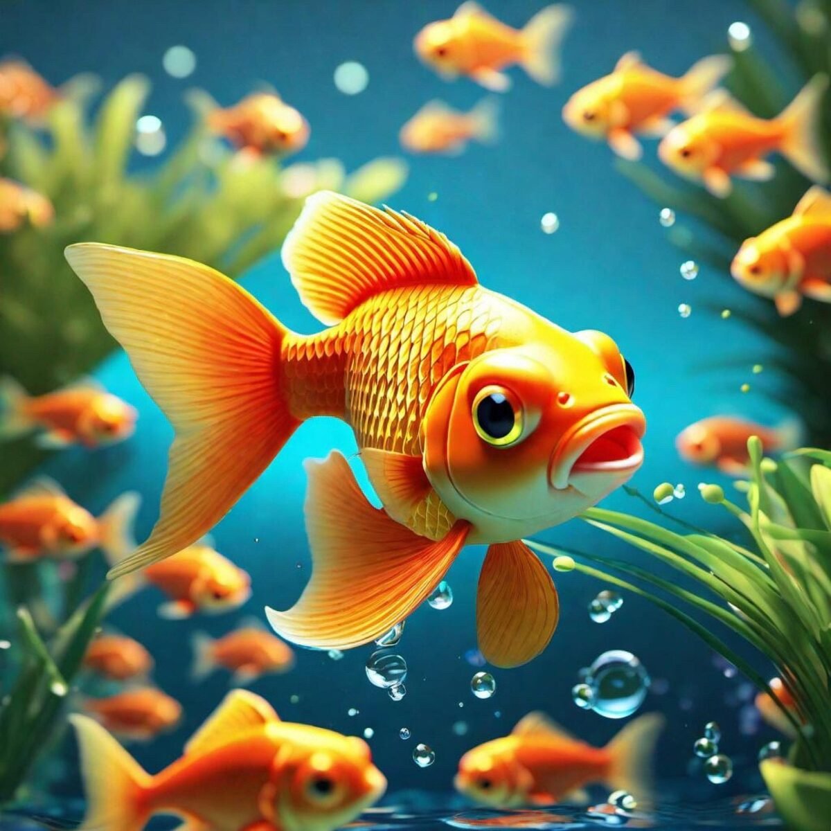 ai generated, fish, goldfish, nature, animals, wildlife, aquarium, sea, water, pets, underwater world, background, cute, sea grass, tank
